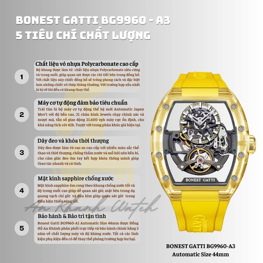 Bonest Gatti BG9960-A3 Automatic Size 44mm