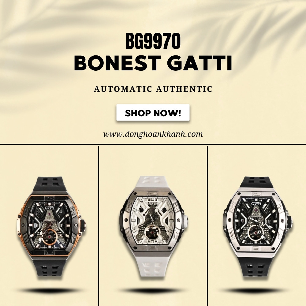 Đồng hồ Bonest Gatti BG9970 chính hãng với đầy đủ 3 phiên bản màu: Đen nâu, Bạc đen và Trắng
