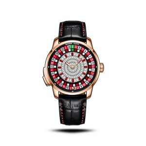 Đồng hồ Bonest Gatti BG8004 chính hãng mặt xoay Casino, vỏ vàng hồng, dây da đen.